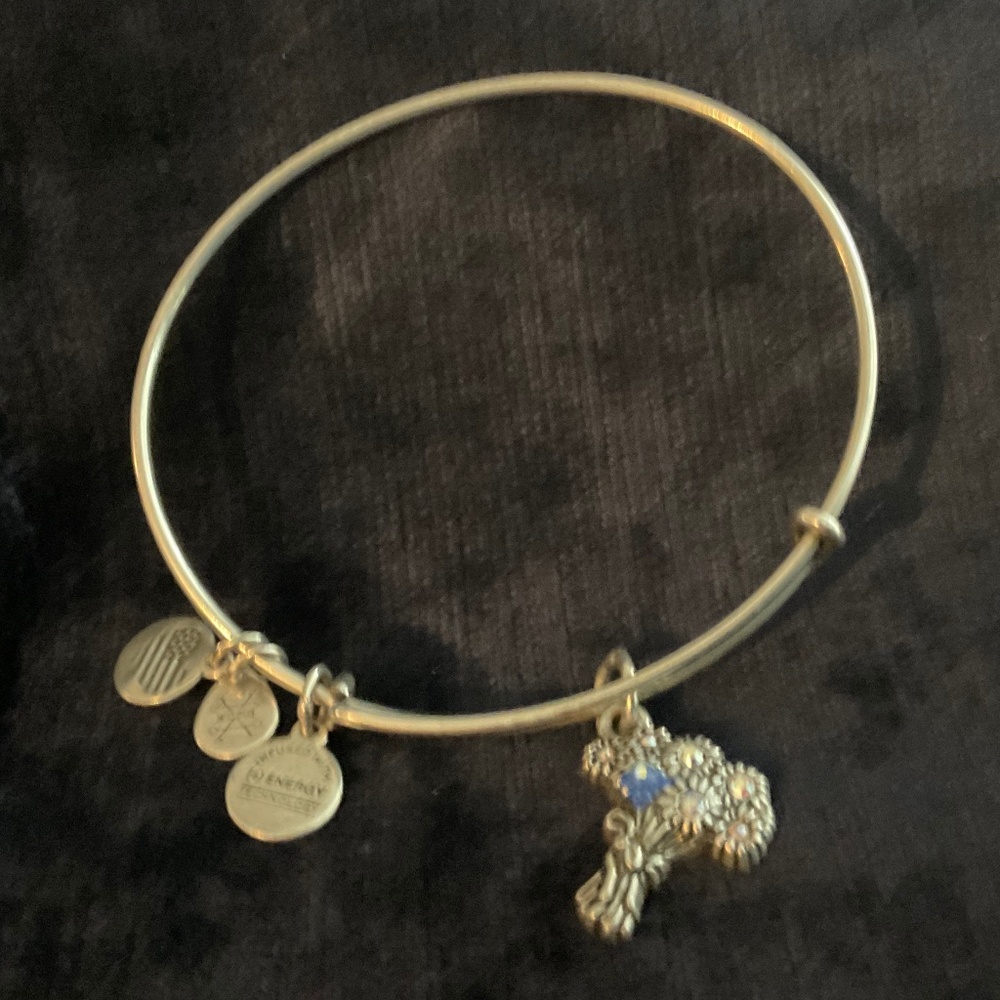 Alex and Ani “I PICK YOU” Sterling Silver Flower Gems Friendship Bracelet